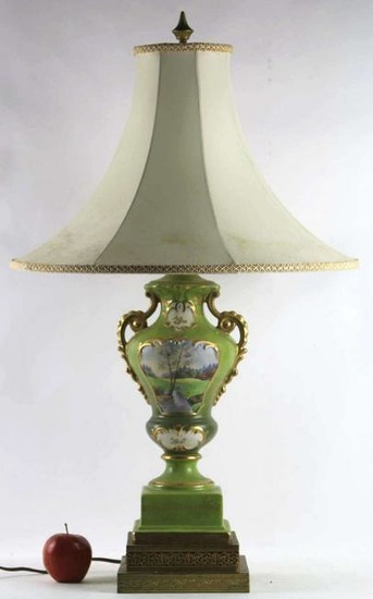 FINE 32" FRENCH HAND PAINTED PORCELAIN LAMP