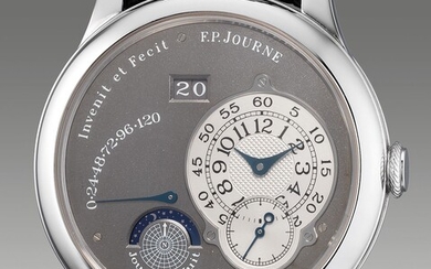 F.P. Journe, A very fine and rare limited edition platinum wristwatch with small seconds, date, moon phases, power reserve indication and ruthenium dial, numbered 85 of a limited edition of 99 pieces