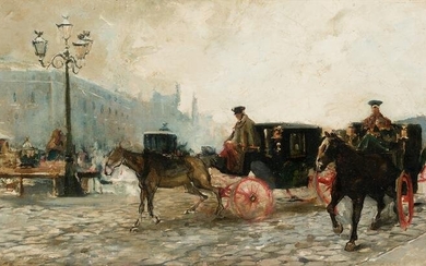FRENCH SCHOOL (19th century) "Carriages in the streets