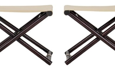 Faux Leather Folding Stools, Pair