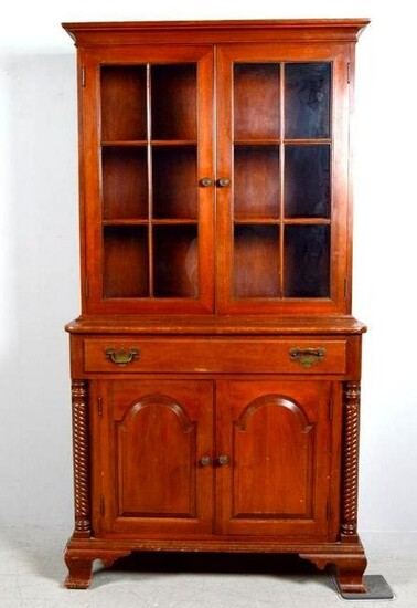 Federal Style Cherry Glazed Bookcase Cabinet