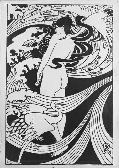 Femme nue de dos Affiche datée 1891. H_83,5... - Lot 76 - Pierre Bergé & Associés
