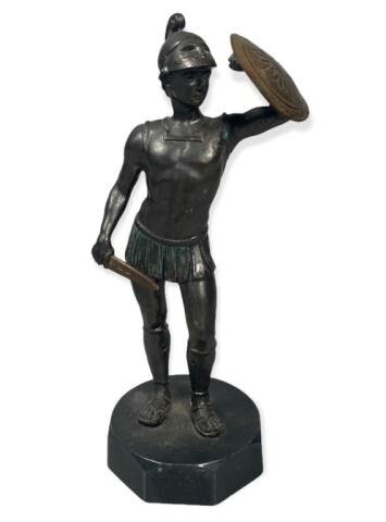 Figural Bronze Statue of a Soldier with Shield