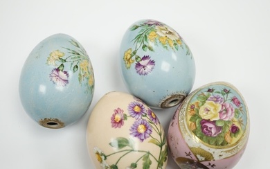 Four Russian porcelain Easter eggs, 19th century, 11cm high...