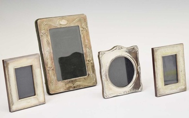 Four silver mounted easel photograph frames