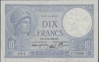 Frankreich, Banque de France, 8 Noten: 10 Francs 10.10 1940...