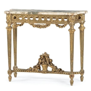 French Louis XVI-style Giltwood Console Table