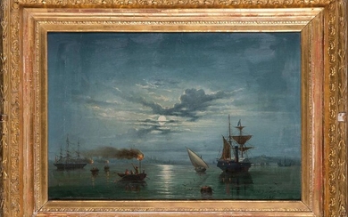 GADITAN SCHOOL 19th century "Cadiz landscapes" 1881. Pair of oil paintings on canvas. Signed and dated in Cadiz "A. G. Lobafon?" Measurements: 40 x 47 cm. each. Price: 500 Euros. (83.193 Ptas.)