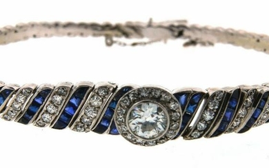 GORGEOUS Art Deco Platinum, Diamond & Sapphire Bracelet