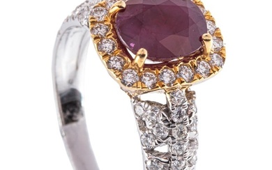 Gold, Burmese Ruby, Diamond Ring