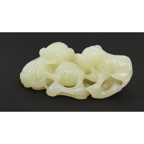Good Chinese white jade carving of two buddhistic lions, 75....
