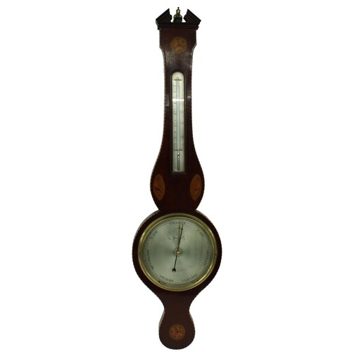 Good early mahogany wheel barometer/thermometer, the princip...