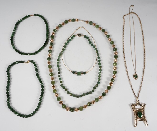 Group of Gold-toned Chinese Hardstone and Other Necklaces FR3SHRO