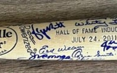 HALL OF FAME logo bat signed by 47 members (19 deceased)-KALINE Collection COA