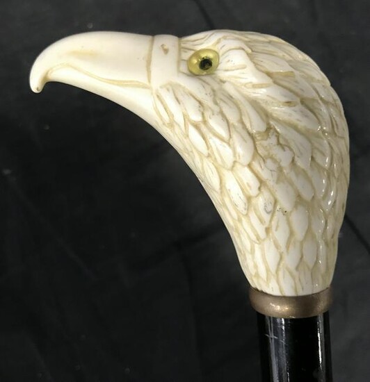 Hand Carved Bone Style Raven Head Cane