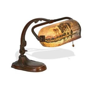 Handel chipped ice painted piano lamp, #6858