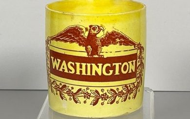 Historical Staffordshire Canary Childrens Mug with Eagle and Washington Political