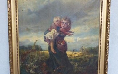 Important oil on canvas "Russian Children". Signed and dated 1903. (*)