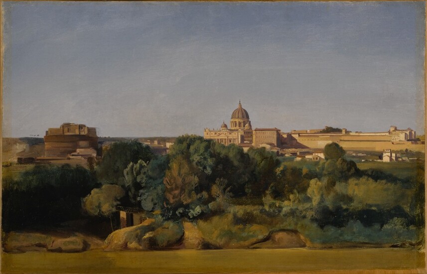 Jean-Achille Benouville, Rome, a view of Saint Peter's and the Castel Sant'Angelo