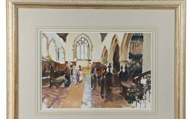 John Yardley (British, b.1933) 'Flowers in Church (Betchwor...