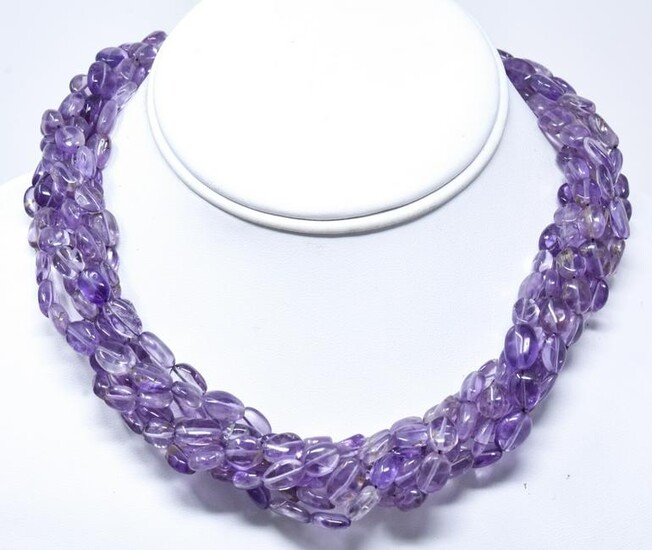 Kenneth Lane Signed Amethyst Necklace w 550 Carats