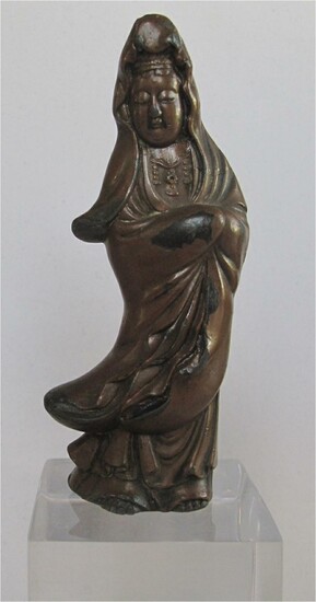 Kwan Yin painted bronze / brass figure GC3A