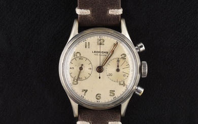 LEONIDAS Montre de poignet chronographe d'homme métal et fond acier de forme ronde type "Big...