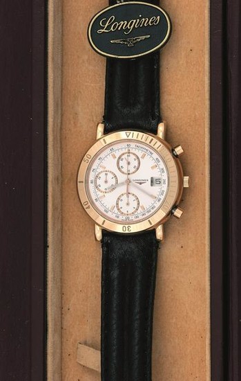 LONGINES - Elegant rose gold wristwatch with date at 3