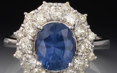 Ladies' Diamond and Ceylon Sapphire Ring, GIA Report