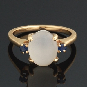 Ladies' Gold, Moonstone and Blue Sapphire Ring