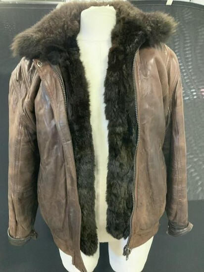 Ladies Leather & Fur Winter Bomber Jacket