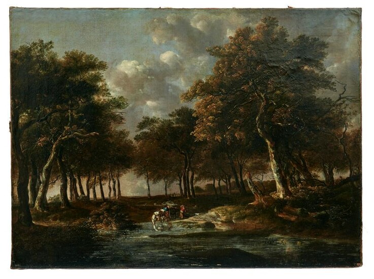 Landschaft mit Pferdefuhrwerk an der Traenke, Haarlemer