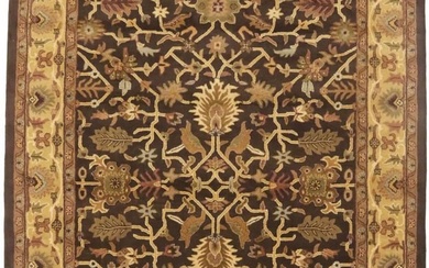 Large Oriental Hand-Tufted Rug 8X11 Dark Brown Floral Design Modern Decor Carpet