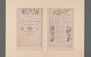 Liebermann, Max - Carte d'anniversaire - "Monsieur le Professeur Dr. h.c. Max Liebermann, membre d'honneur,...
