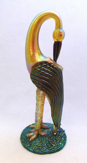 Loetz stork art glass figure
