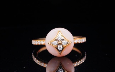 Louis Vuitton 0.20ctw Diamond, Pink Opal and 18K Ring