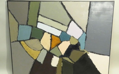 Lucien CROCHEPEYRE (né en 1928). Composition, 2000. Huile sur toile, signée en bas à droite. Haut : 65 cm Larg : 81 cm.