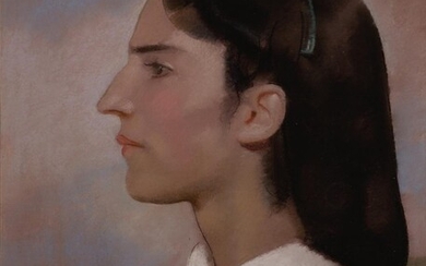 Lucien Victor Guirand de Scévola, French 1871-1950 - Portrait of a woman in profile; pastel on paper, signed lower right 'Guirand de Scévola', 44 x 36.5 cm (ARR)