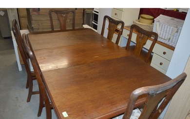 Mahogany Art Deco Extending Dining Table and Six Dining Chai...
