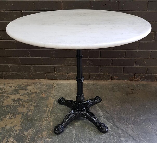 Marble Top Table over Cast Iron Base (H:76 x D:80cm)
