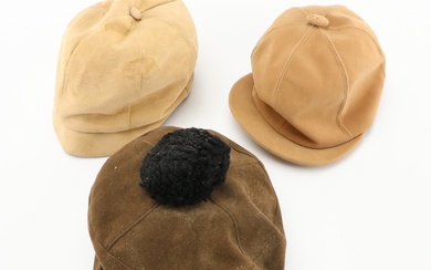 Marshall Field & Co., Devise-Gay Sport and Other Vintage Suede Jockey Style Hat