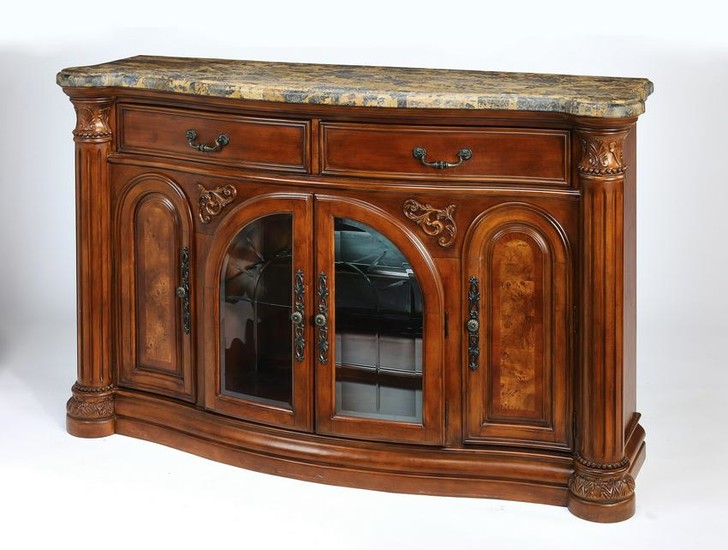 Michael Amini marble top parquetry buffet
