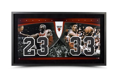 Michael Jordan & Scottie Pippen Signed LE Bulls Custom Framed Jersey Number Display (UDA)