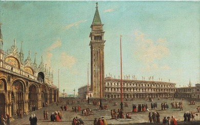 Michele Giovanni Marieschi, 1696/1710 – 1743 Venedig, zug., VENEDIG, PIAZZA SAN MARCO MIT DOM UND BLICK AUF DEN CAMPANILE