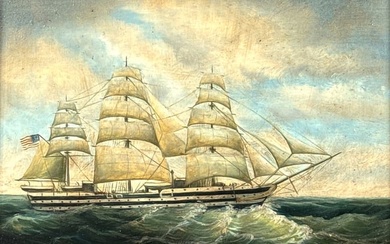 Miniature Clipper Ship Painting