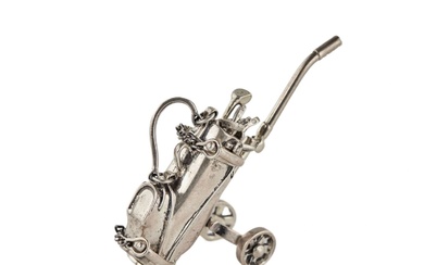 Miniature golf bag on a ten-club cart, Tiffany & Co.,...