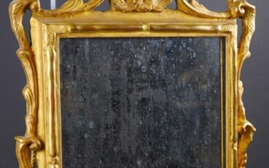 Miroir rectangulaire en bois sculpté et doré 18ème siècle 56 x 41 cm