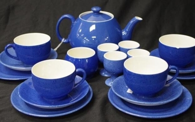Moorcroft 'Powder Blue' part tea set including: teapot, 4...