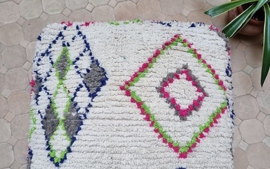 Moroccan Vintage Azilal Pouf - Moroccan Cushion Cover-Wool blanket Pouf -moroccan cushion