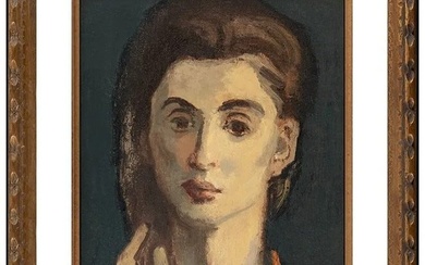 Moses Soyer Original Oil Painting On Art Board Signed Female Portrait Framed Art